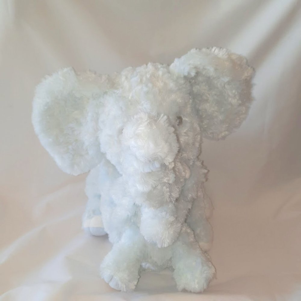 Unipak Blue Elephant Mom and Baby Wavy Fur Plush